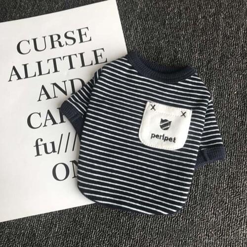 Spring and autumn clothes new cotton pet clothes striped wild Teddy bear fighting clothes small dog pet