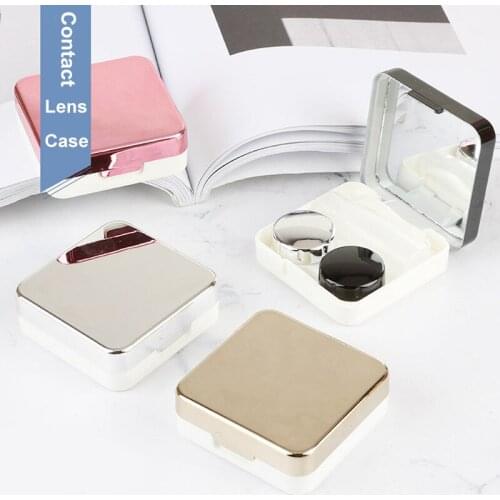 Q Portable Colored Contact lens case Mirror contact lenses Easy Carry Mini Container lentes de contacto box For Eyes Care Kit