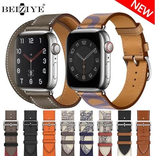 100% Genuine Leather Loop Bracelet Belt For Apple Watch Band 42mm 38mm 40mm 44mm Strap For iWatch Series 6 5 SE 4 3 Wristband