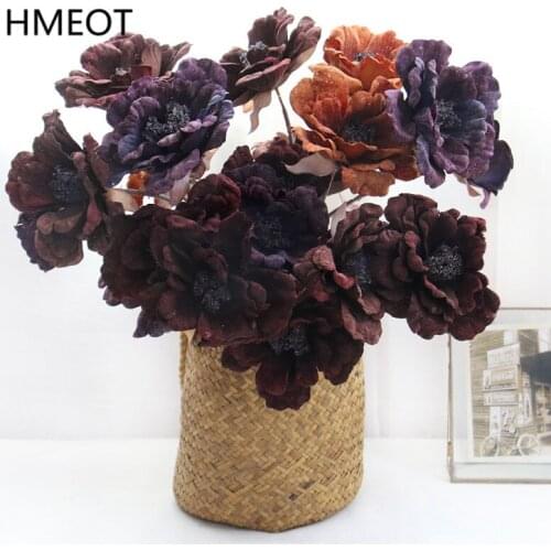 Retro Peony Artificial Flower Branch Wedding Flower Arrangement Room Decoration Home Accessories Photo Props Flores Artificiales