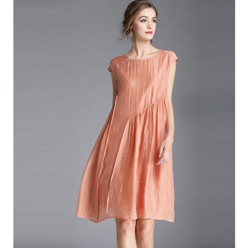 Pink, fresh and sweet, a-line sleeveless vest, doll skirt, stitching, folds, loose, big putty dress, summer was thin