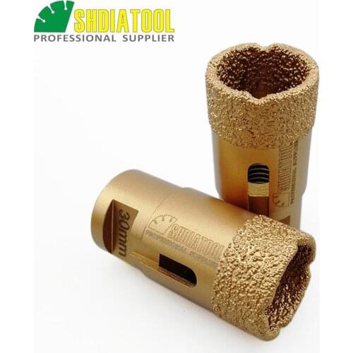 SHDIATOOL 2pcs 30mm Vacuum brazed diamond drilling core bits granite marble drill bits M14 Thread Crown porcelain tile Hole Saw