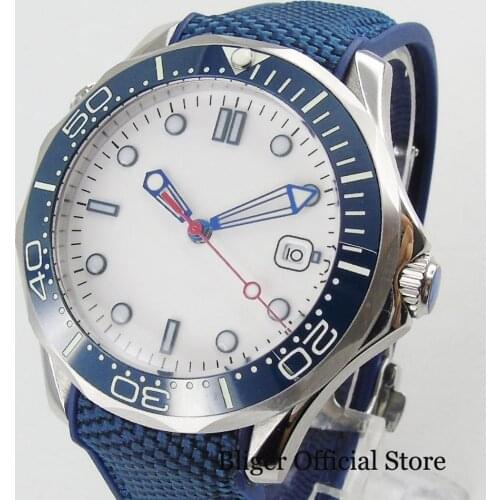 Sport Fashion Hot White Dial Automatic Mens Watch 41mm Round SS Watch Case Nologo Watch Face