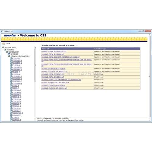 Komatsu CSS Construction Excavators Large Size-Service manuals