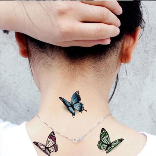 Waterproof Temporary Tattoos Sticker for Women Body Art Tattoo Sticker 3D Butterfly Rose Flower Flash Tattoo leg Arm Hand Foot