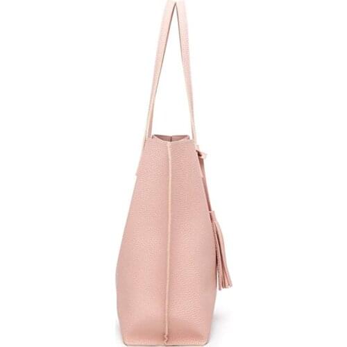 HOUSE OF CB Womens Soft Faux Leather Tote Shoulder Bag from Dreubea, Big Capacity Tassel Handbag