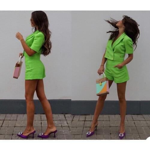 2 Pieces Summer Blazer Suit Fashion Peaked Lapel Jacket +Shorts Ladies Elegant Design Women Streetwear Classic Outfit Coats