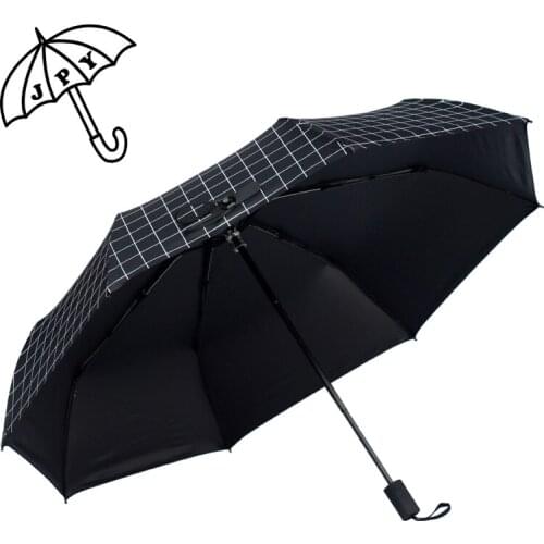 Business Man Series Rain Umbrella White and Black Lattice Pongee Sun Parasol Hand Manually Office Super Large Umbrella