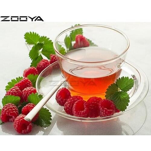 ZOOYA 5d Diamond Painting Full Round Diamond Embroidery Handicrafts Wall Sticker Mosaic Pictures Black Tea And Red Fruits R298