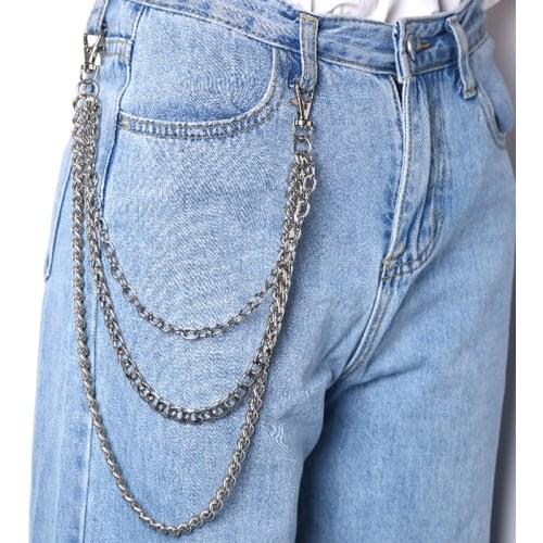 1pc Punk Street Trouser Chain For Women Men Metal Wallet Belt Chain Hipster Key Chain Pant Keyring HipHop Jewelry