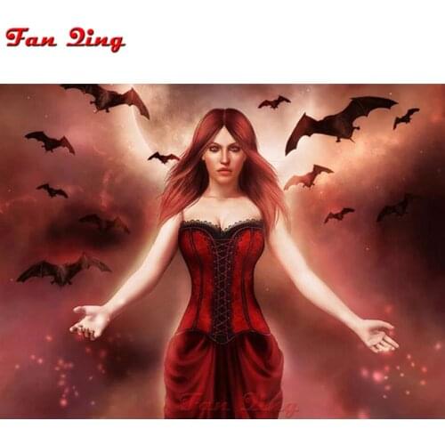 Diamond Mosaic Bat And Vampire 5d Diy Diamond Painting Crafts Embroidery Cross Stitch Full Square Drill Rhinestone Gothic Woman