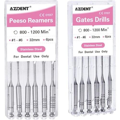 AZDENT 5 Boxes Dental Endodontic Drill Gates Glidden Drill Rotary Stainless Steel Peeso Reamers Gates Drill