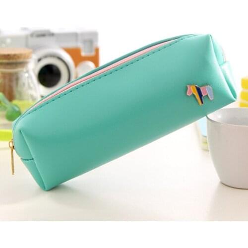 School Pencil case cute pony leather pencil case creative simple pencil case Unusual For Girls Boys School Supplies