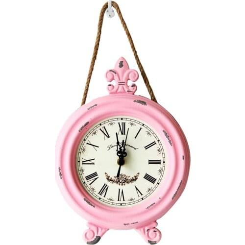 Rustic 8 Iich Wooden Wall mounted Round Vintage wall clock belt Strap hanger Retro Clock Home Decro Gift