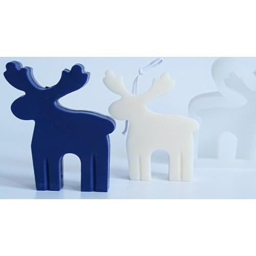 Christmas style Elk Candle moulds Aromatherapy Wax Silicone Molds Deer Animal Plaster Gypsum Mold For Wax Candle Mould