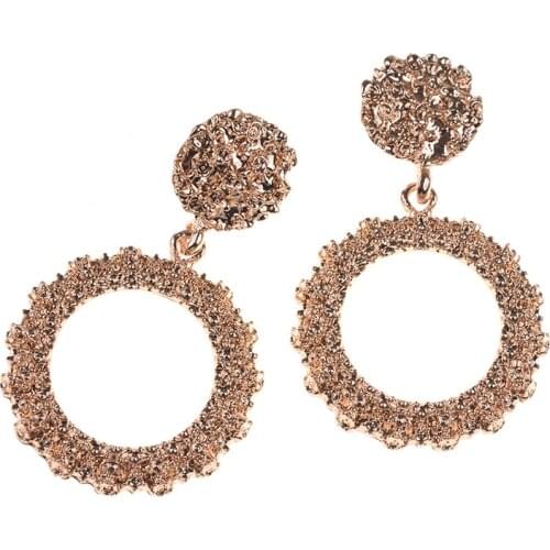 Round Geometric Earrings women gold color big earrings 2019 fashion jewellery statement earings modern trendy jewelry