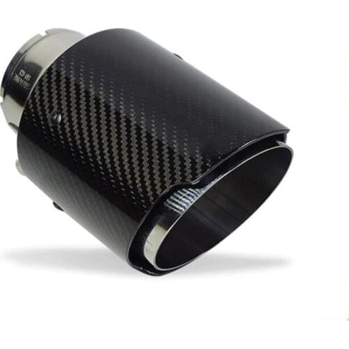Glossy Twill Carbon Fibre Car Exhaust Tip Black Coated Stainless Steel Muffler Tip Tail Pipe For BMW BENZ AUDI Without Logo