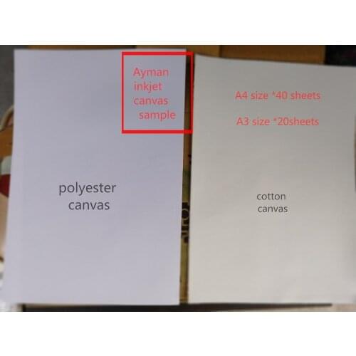 A4 A3 size 100% polyester and 100% cotton canvas blank sheets for inkjet printer A4 40 pieces A3 20 pieces price