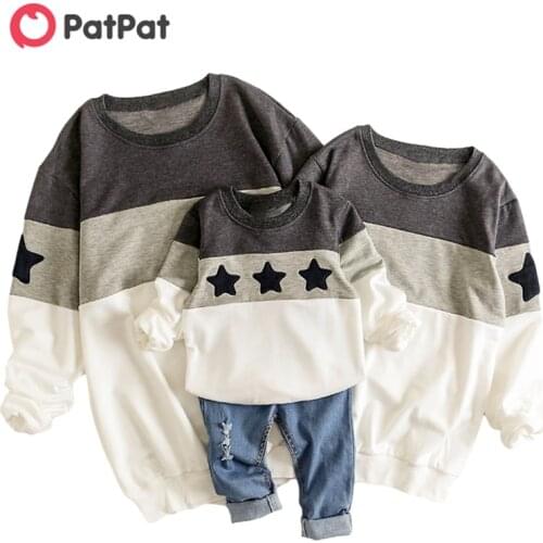 PatPat 2020 New Arrival Autumn and Winter Classic Star Print Colorblock Cotton Family Matching Sweatshirts Family Look Sets