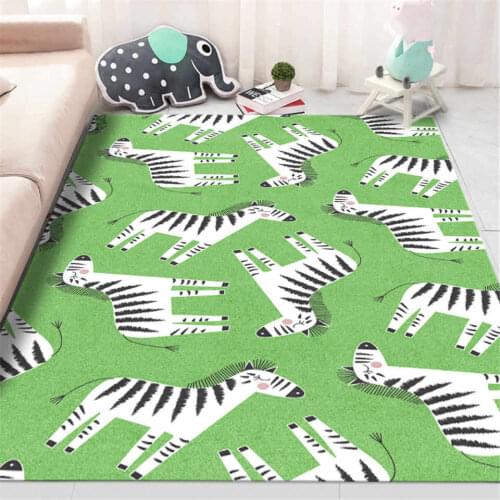 Cartoon Zebra Carpet Green For Children Room Cute Animal Pattern Carpets For Bedroom Soft Carpet Girls Room Pink Washable Mat