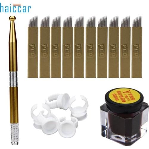 New HAICAR 1Set Professional Microblading Permanent 3D Makeup Eyebrow Tattoo Needle Pen Pigment Kit Pretty Tattoo accesory Tool