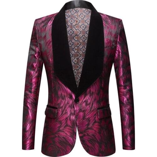Mens Fashion Big Shawl Lapel 2 Pieces Set Red Wedding Groom Suits Quality Jacquard Banquet Tuxedo