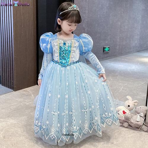 New Year Dresses 2021 Dresses for Girls Suit of Snow Maiden Cosplay Dresses Princess El sa Dress Carnaval Childrens Clothing