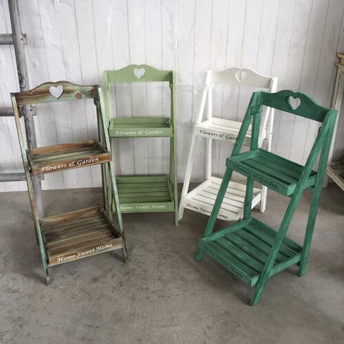 Solid Wood Flower Rack Several Ladder Landing Type Multi-storey Square Storage Shelves Balcony Flower Stand American Style