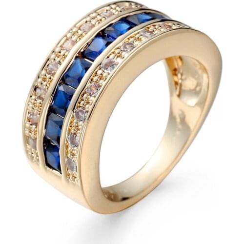 JEWELS LLuxury Sky blue Color Cross Zircon Rings Paved Colorful AAA Austrian CZ Wedding Engagement Rings Jewelry for Women