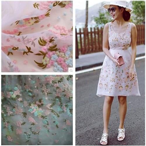 DIY High-grade embroidery organza fabric for Dress Dance dress Curtain sofa 1 yard