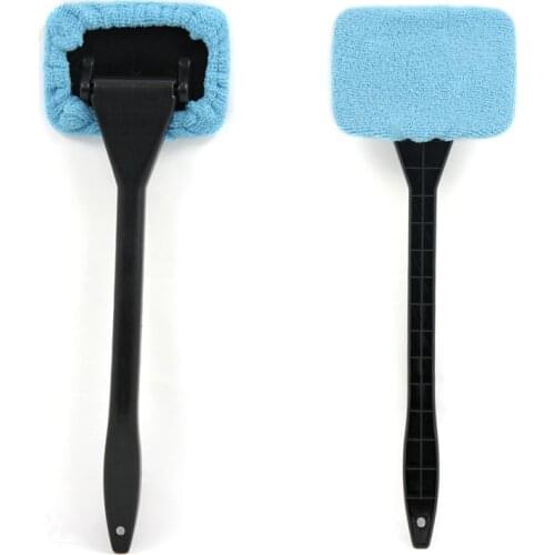 Microfiber Auto Window Cleaner Long Handle Car Wash Brush Rag Windshield Glass Wiper Car Cleaning Brush Detailing Care