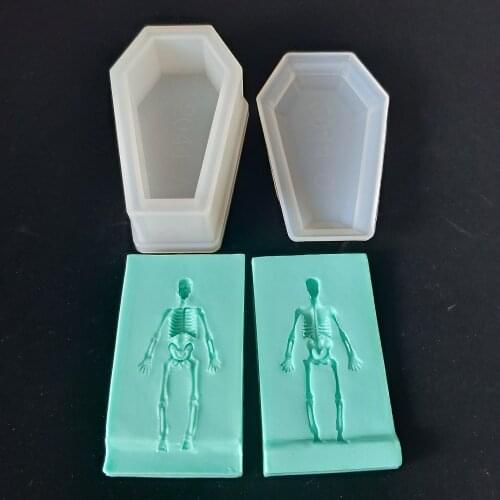 Silicone Fondant Mould Soap Molds Coffin Skeleton Clay Resin QT0191 PRZY Halloween Gypsum Chocolate Candle Candy Eco-friendly