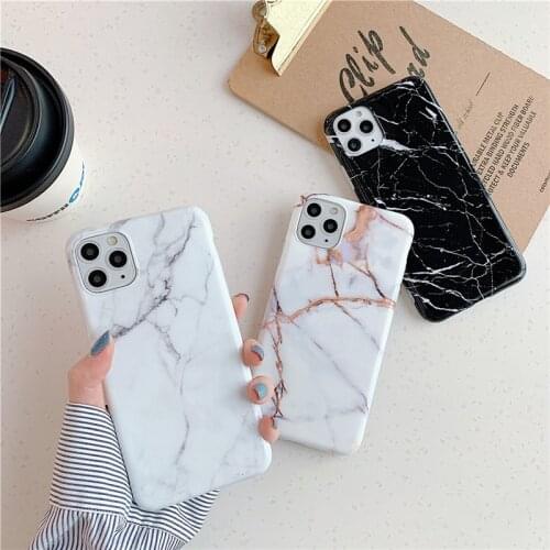 Moskado Glossy Marble Texture Stone Phone Case For iPhone 11 11Pro Max X XR XS Max 7 8 Plus SE 2020 Soft IMD Silicone Back Cover