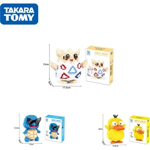 Takara Tomy Pokemon Genuine Diamond Particle Building Blocks Animation Kawaii Psyduck Assembled Educational Toys Childrens Gift