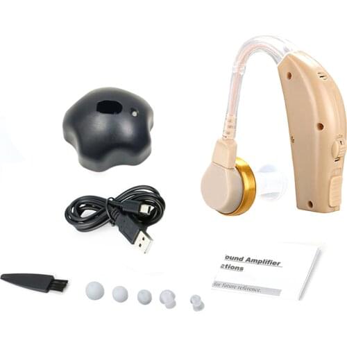 High Quality Hearing Aids Mini Rechargeable Ear Back Type Hearing Device Sound Amplifier with Recharging Base Sound Amplifier