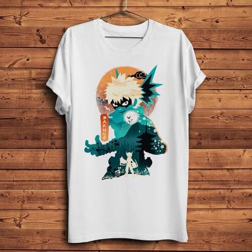 MHA Bakugou Katsuki funny anime tshirt Men summer new White Casual short sleeve T Shirt Unisex My Hero Academia streetwear tee