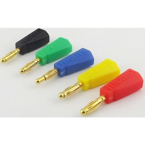 10pcs Radioshack Stackable 4mm Banana Male Plug Jack Adapter Gold Plated Connector Solder Type 5 Colors