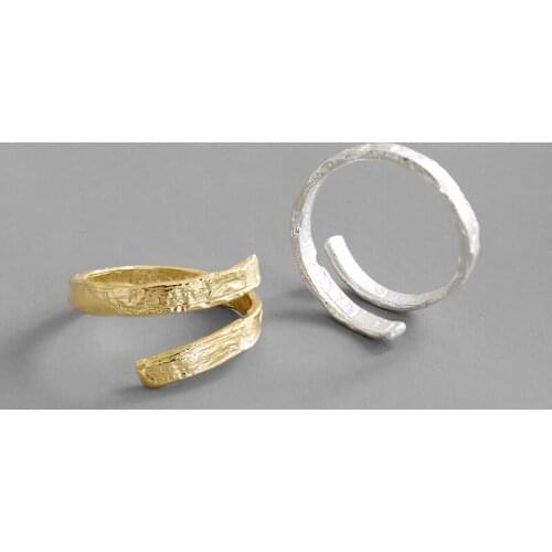 100% 925 sterling silver irregular double-layer open women rings anelli donna, Minimalist irregular ring silver 925 jewelry