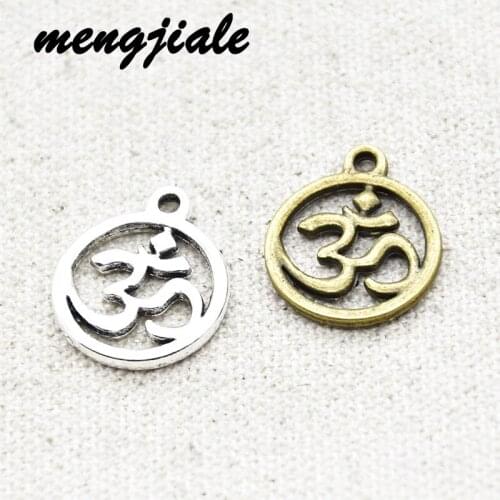 12pcs Hot Sell Vintage Metal Om Yoga Charms Necklace Pendants For Jewelry Making DIY Handmade Craft