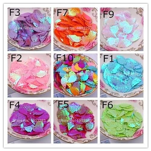 150pcs/Lot 13*22mm Leaves 2 Holes AB platting Color PVC Paillettes Loose Sequins Craft for Garments Sewing ,Scrapbook DIY
