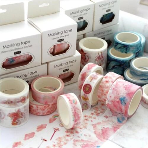 3 pcs/pack Colorful Magic Sakura Cloud Van Gogh Washi Tape Adhesive Tape DIY Scrapbooking Sticker Label Masking Tape