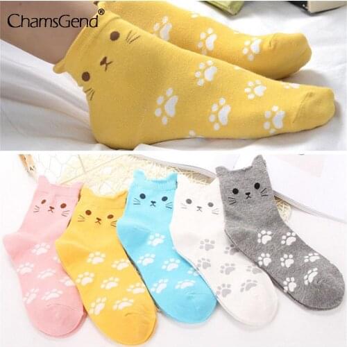 5 Pairs Fashion Womens Cats Paw Stripe Socks Cute Funny Girls Cartoon Animal Fingers Sock Hosiery Toe Foot Socks Dropshipping