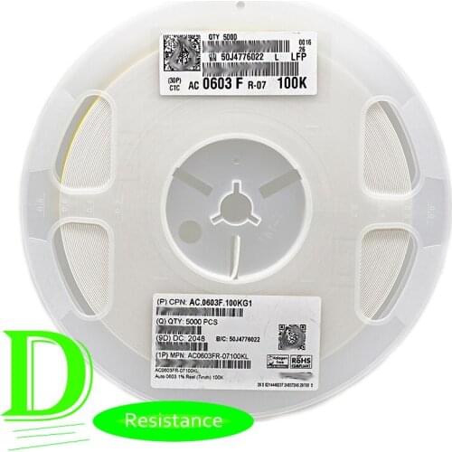 5000 pcs A scroll Car gauge resistor 0603 F 100K 1% AC0603FR-07100KL Original