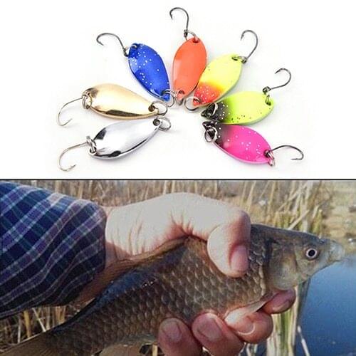 7Pcs/lot Fishing Lure Colorful Spoon Bait Metal Spoon Fishing Lure For Trout Single Hook