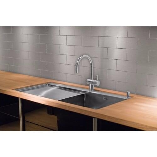 Peel and Stick Stainless Steel Backsplash Tiles 3'' x 6'' Brushed Metal Silver Mosaic 100 Pieces