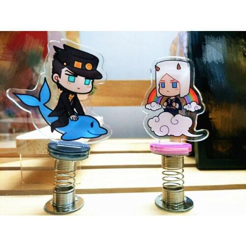 Cosmile Jojos Bizarre Adventure Kaz Caesar JOTARO Bucciarati Spring Stand Display Home Limited keychain keyring creative