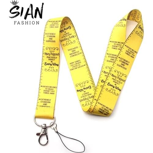 Minimalism Cartoon Keycord Chain Letters Printed Webbing Lanyard Neck Phone Charm Key Chain for Unisex Jewelry Accessories Gifts