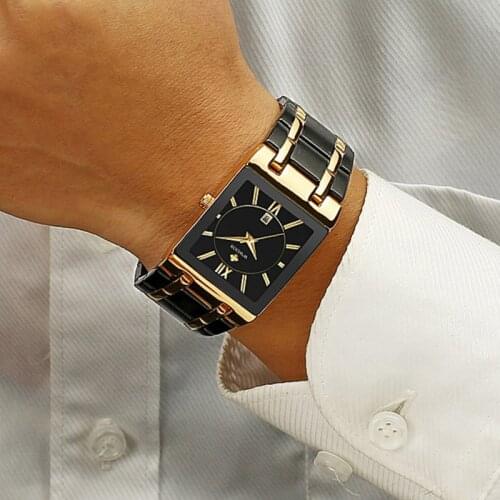 Relogio Masculino New WWOOR Top Famous Brand Luxury Gold Stainless Steel Watches Men Square Quartz Automatic Date Wristwatch+Box