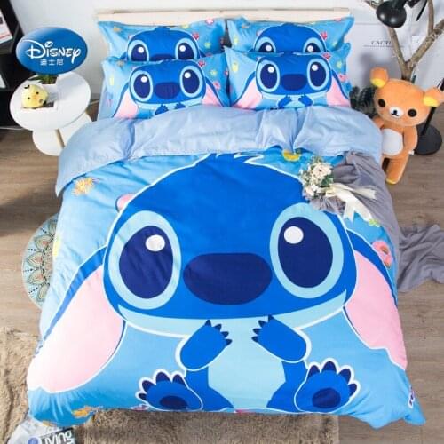 Home Textile Disney Blue Lilo Stitch Stitch 3D Bedding Cover Blue Duvet Quilt Cover Pillowcase Children Bedroom Decoration