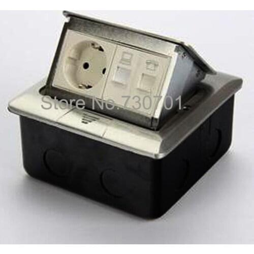 2019 Electrical floor sockets ground outlet european stand computer phone connector silver and gold color